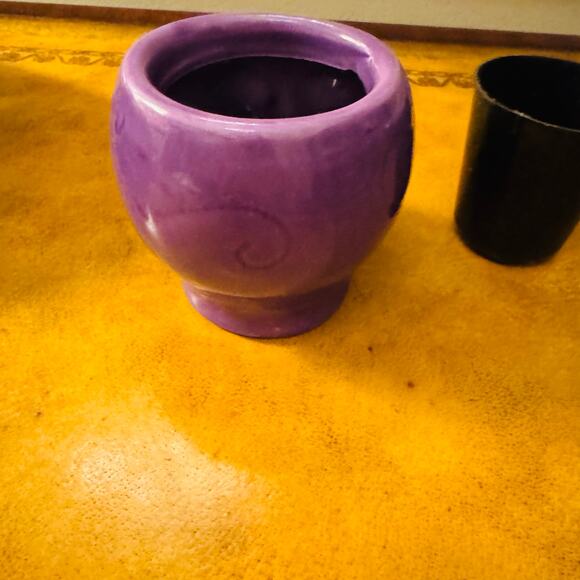 Ceramic Painted Purple Pink Skull Planter Candleholder "Day of the Dead" Collect - Picture 3 of 5